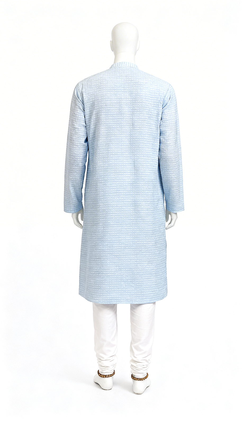 Light Blue Printed Cotton Kurta - Image 2