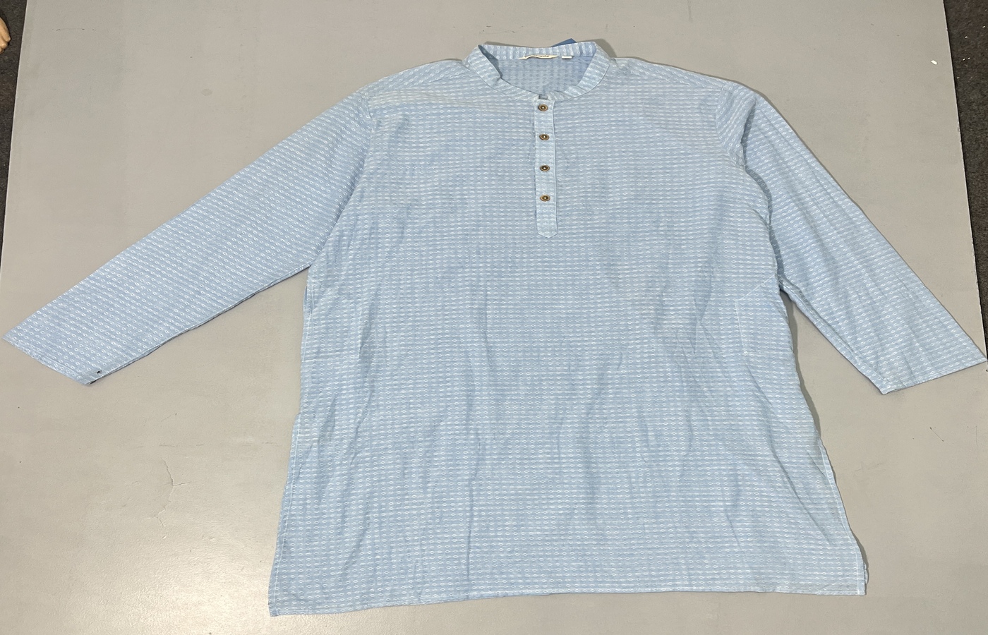Light Blue Printed Cotton Kurta - Image 4