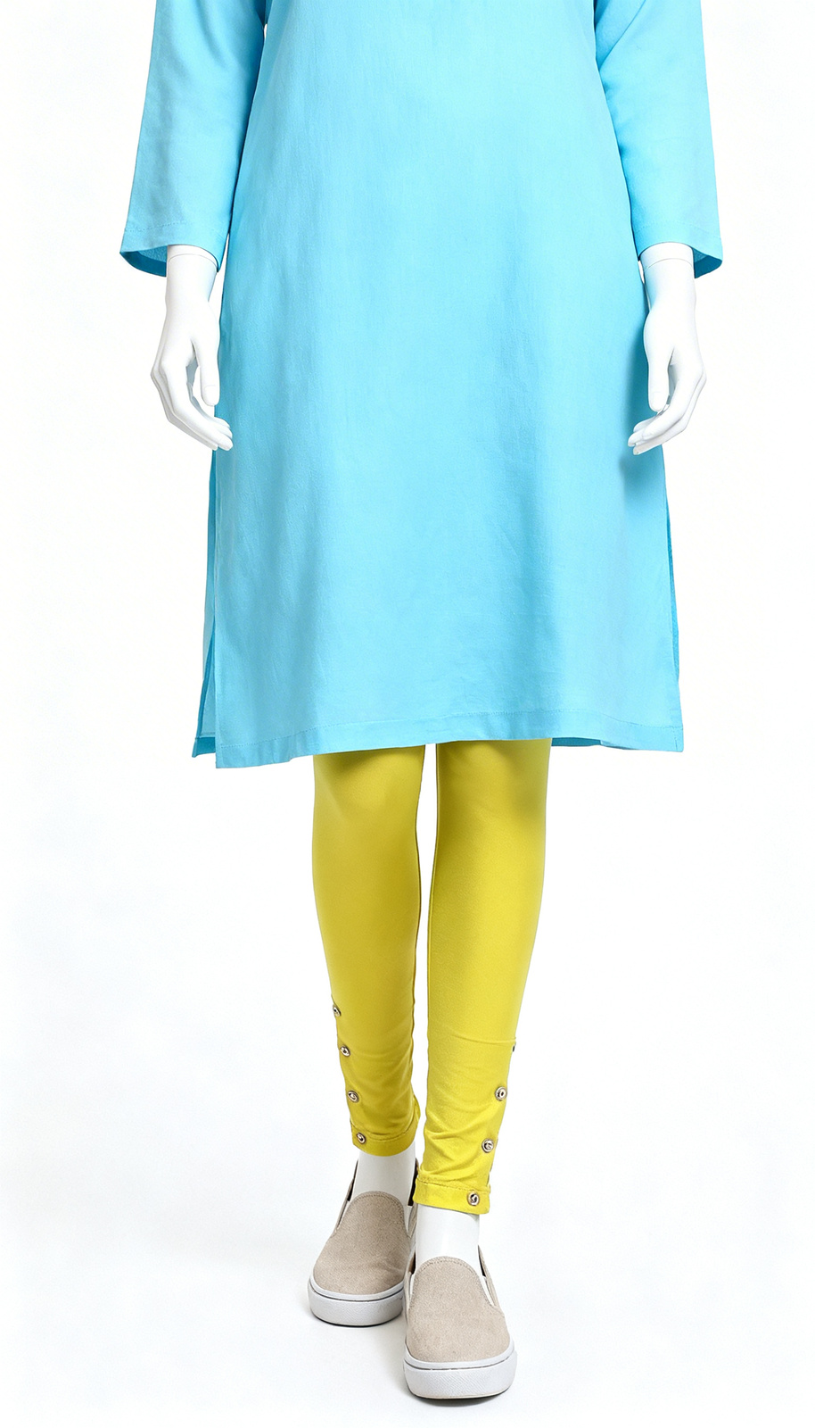 Yellow Solid Slim Leggings