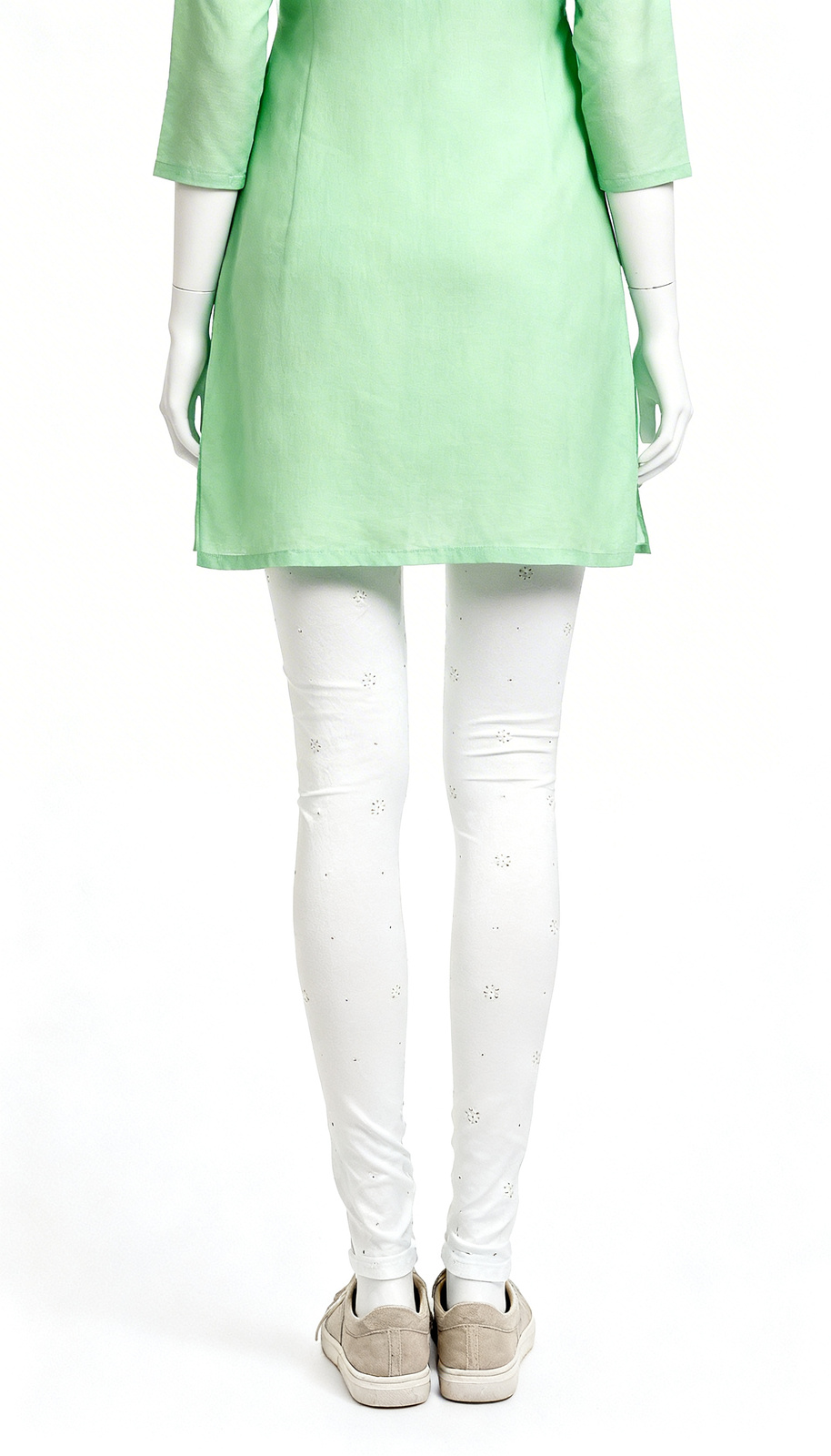 White Embellished Slim Leggings