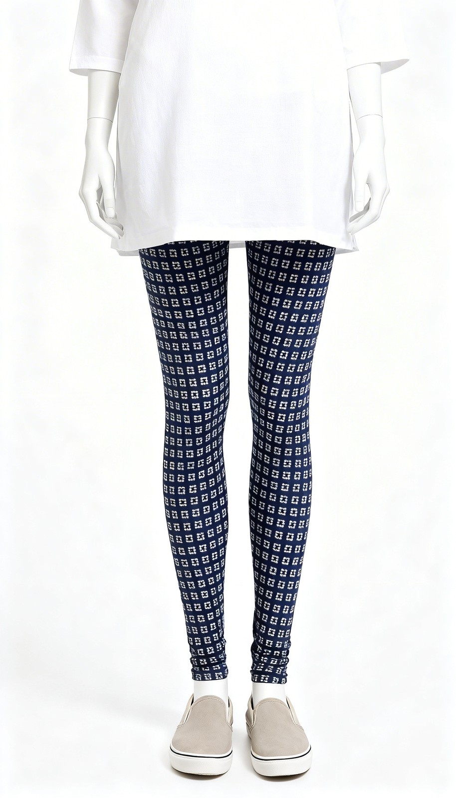 Navy Blue Printed Leggings - Image 3