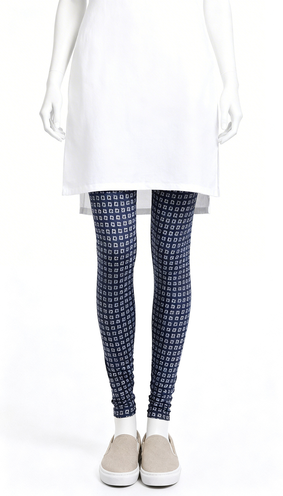 Navy Blue Printed Leggings