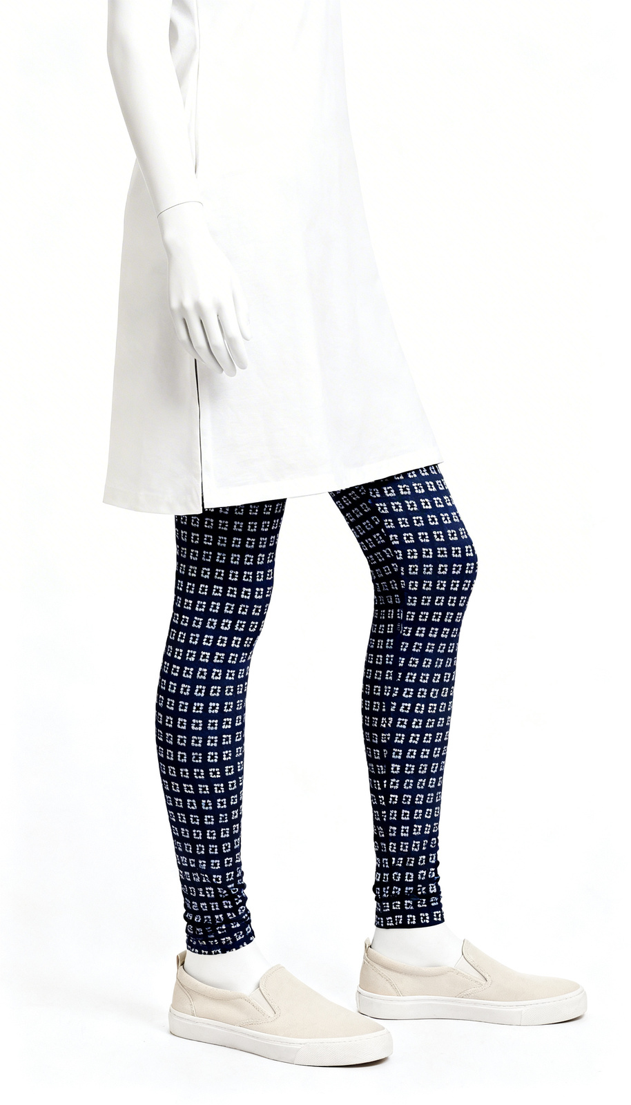 Navy Blue Printed Leggings - Image 4