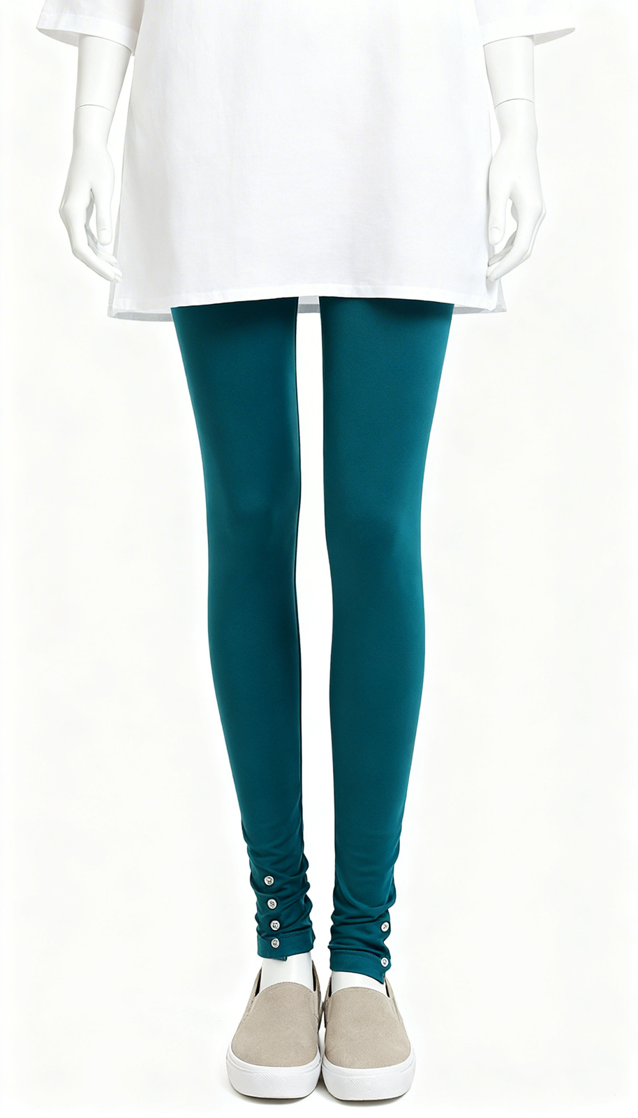 Teal Solid Slim Leggings