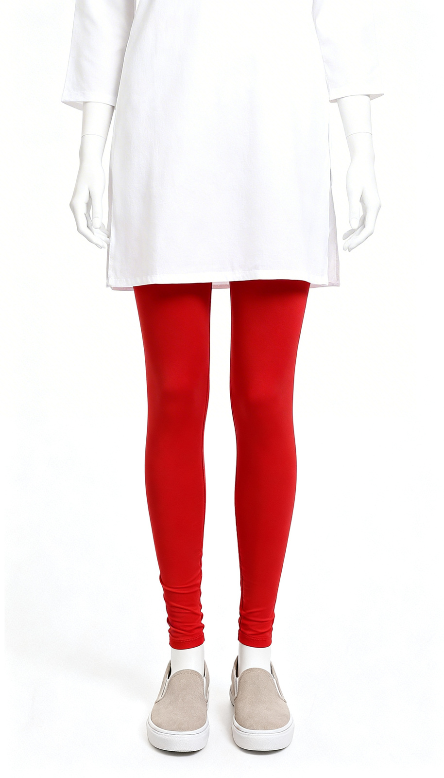 Red Solid Slim Leggings