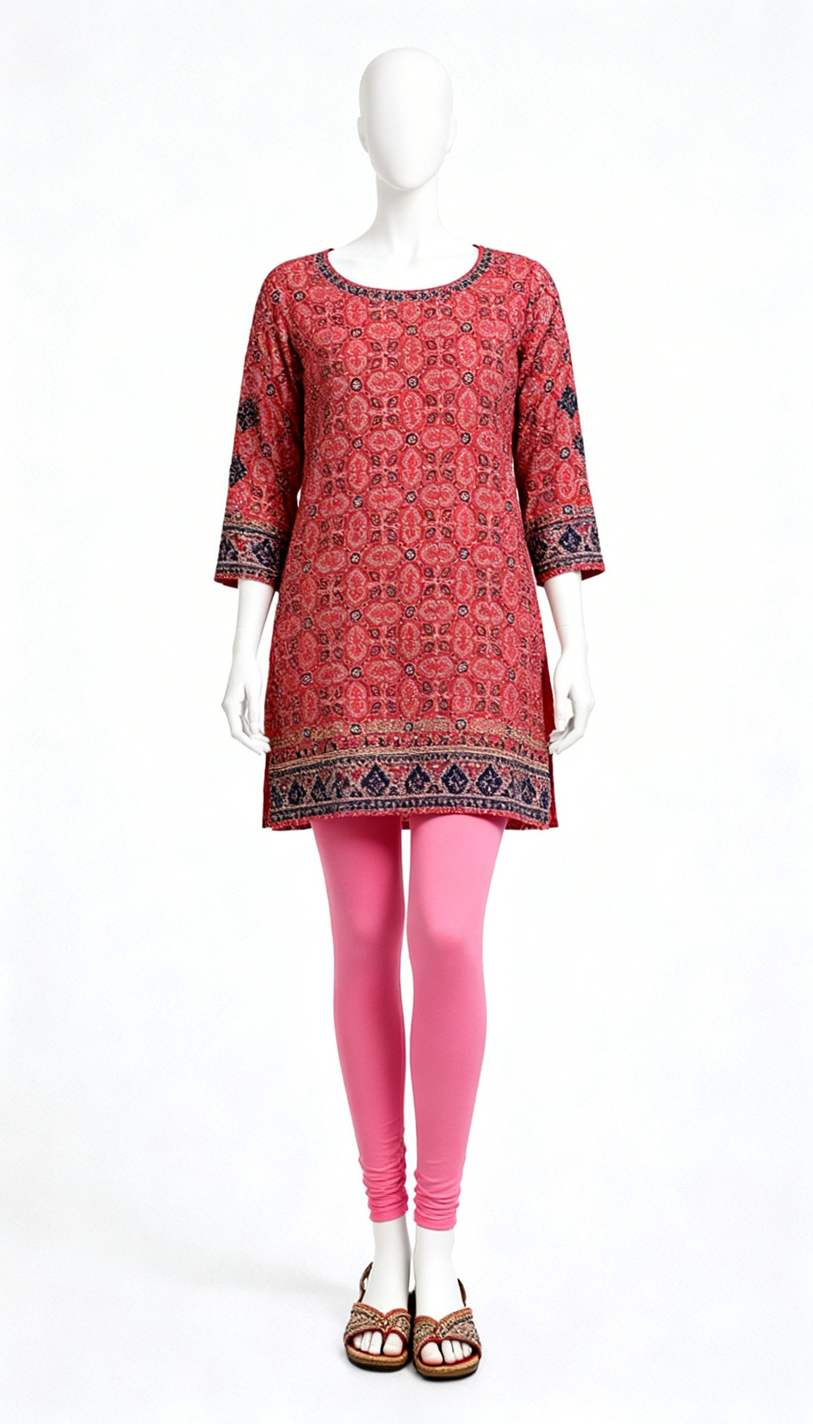 Red Geometric Kurti