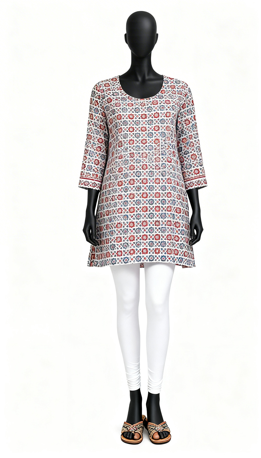 White Geometric Kurti