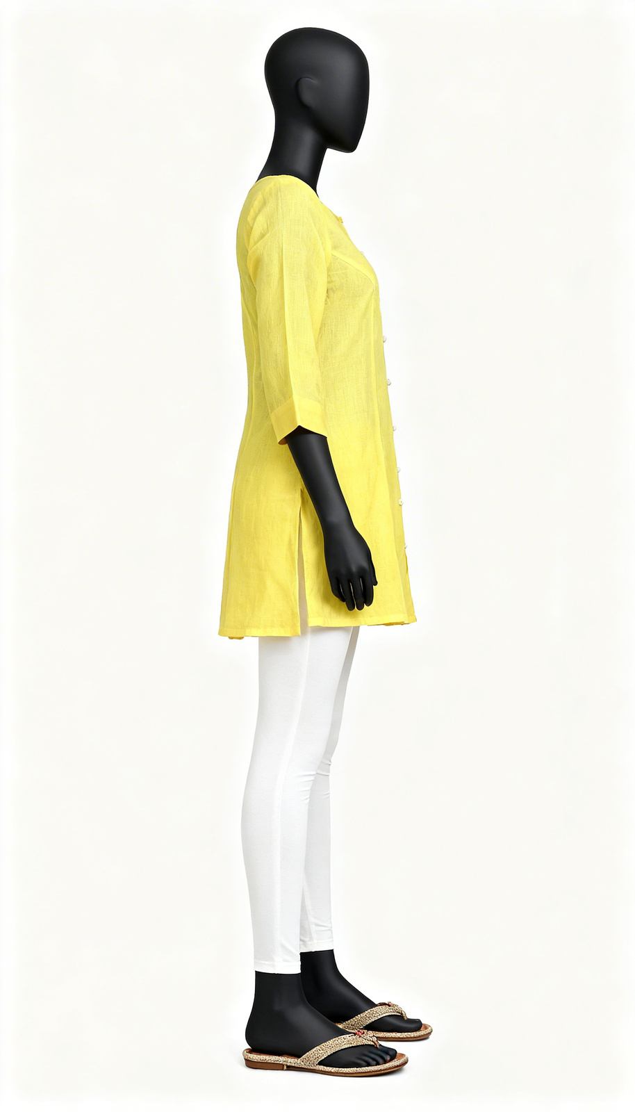 Yellow Solid Kurti - Image 3