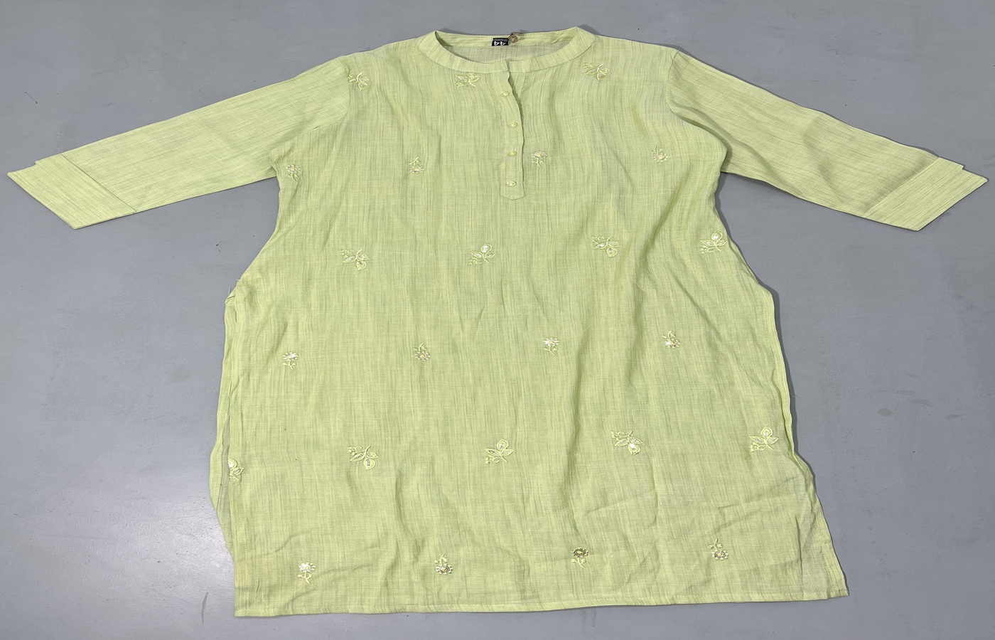 Light Green Embroidered Kurti - Image 4