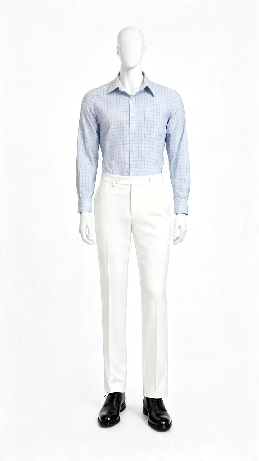Light Blue Checked Cotton Formal Shirt