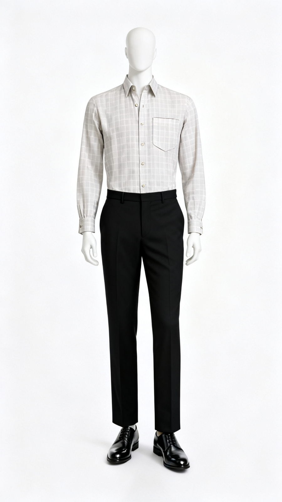 White Checked Cotton Formal Shirt