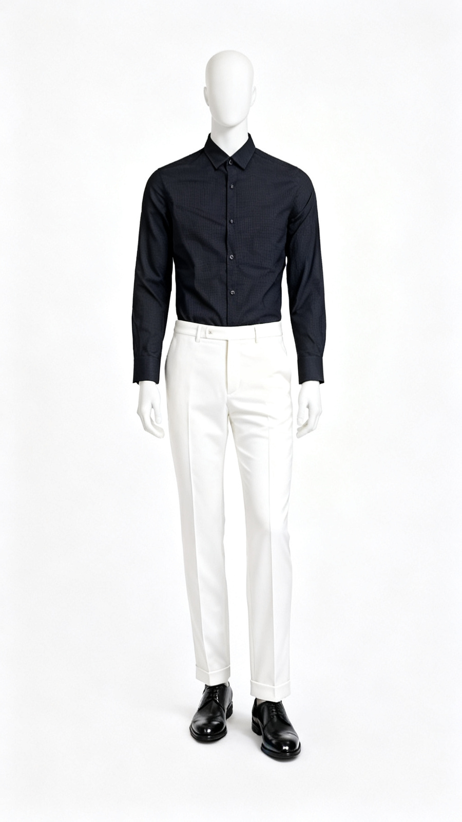 Navy Blue Solid Cotton Shirt