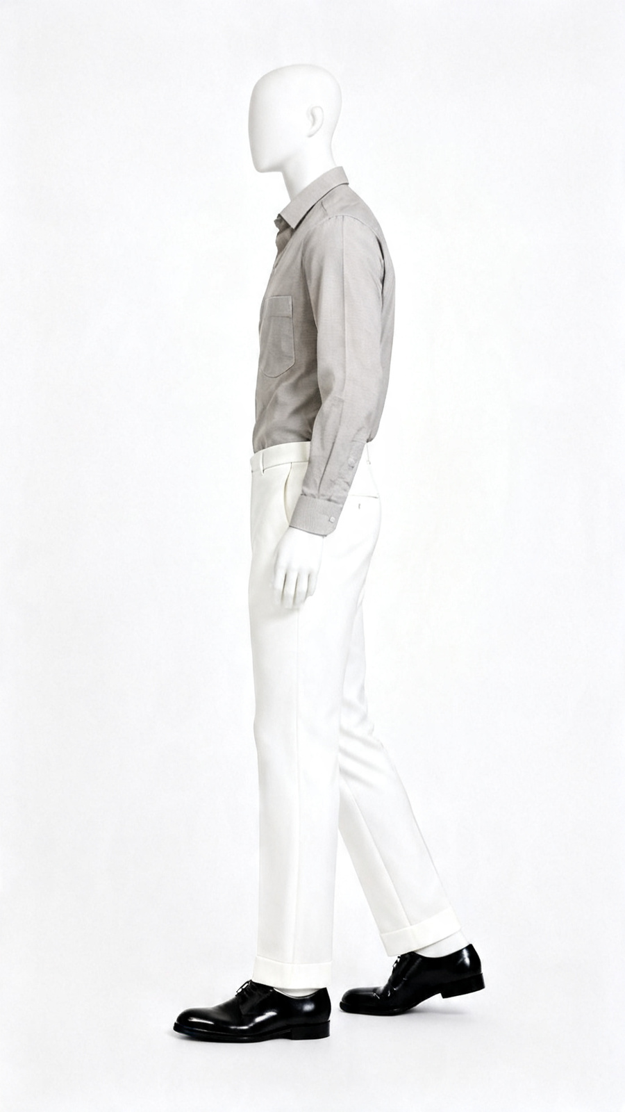 Beige Micro-Check Cotton Formal Shirt