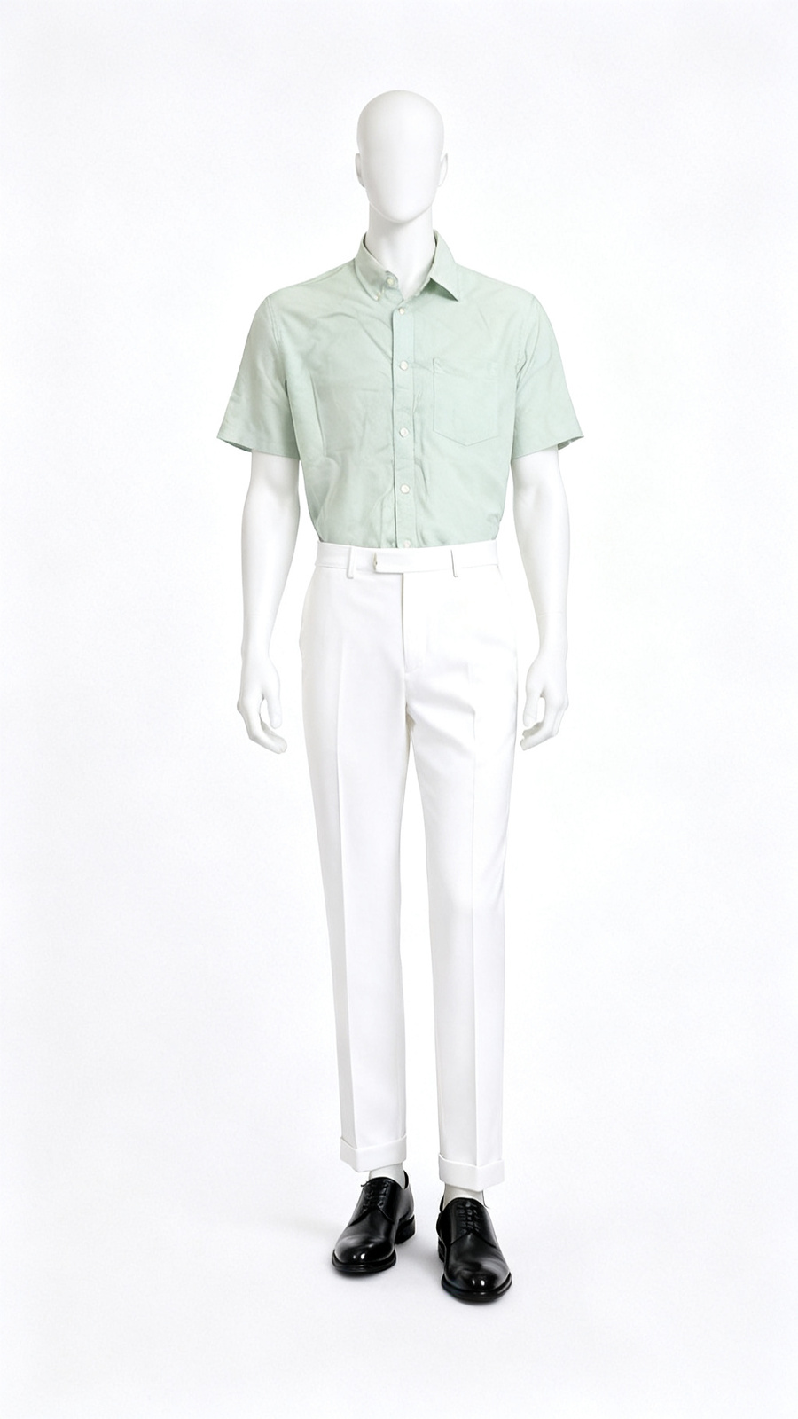 Light Green Solid Cotton Shirt