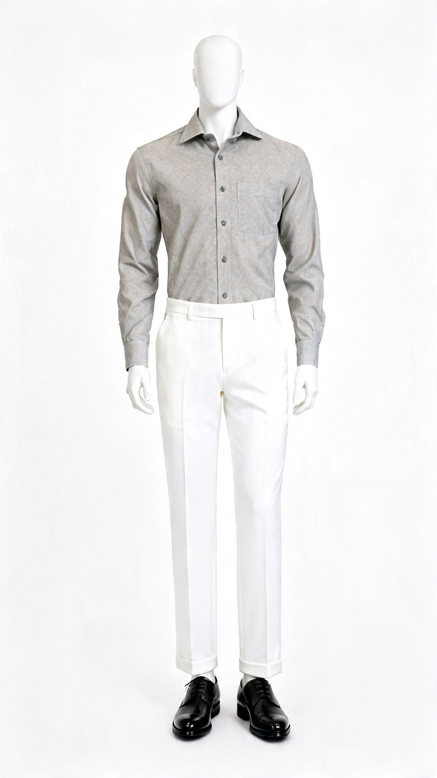 Light Beige Micro-Print Cotton Shirt