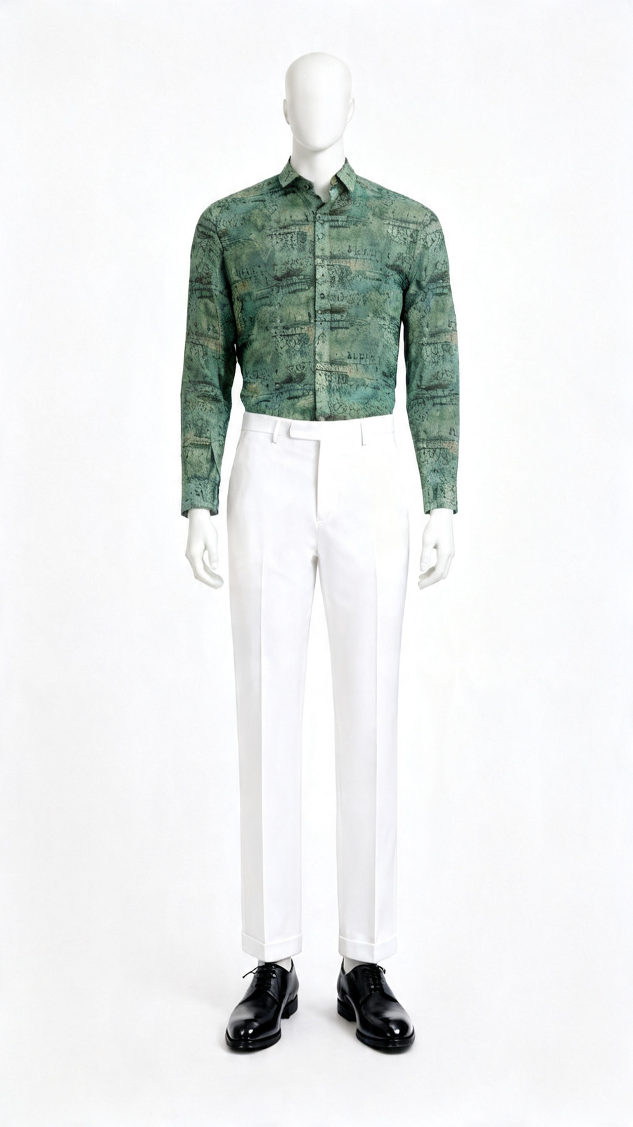 Green Abstract Printed Cotton Shirt