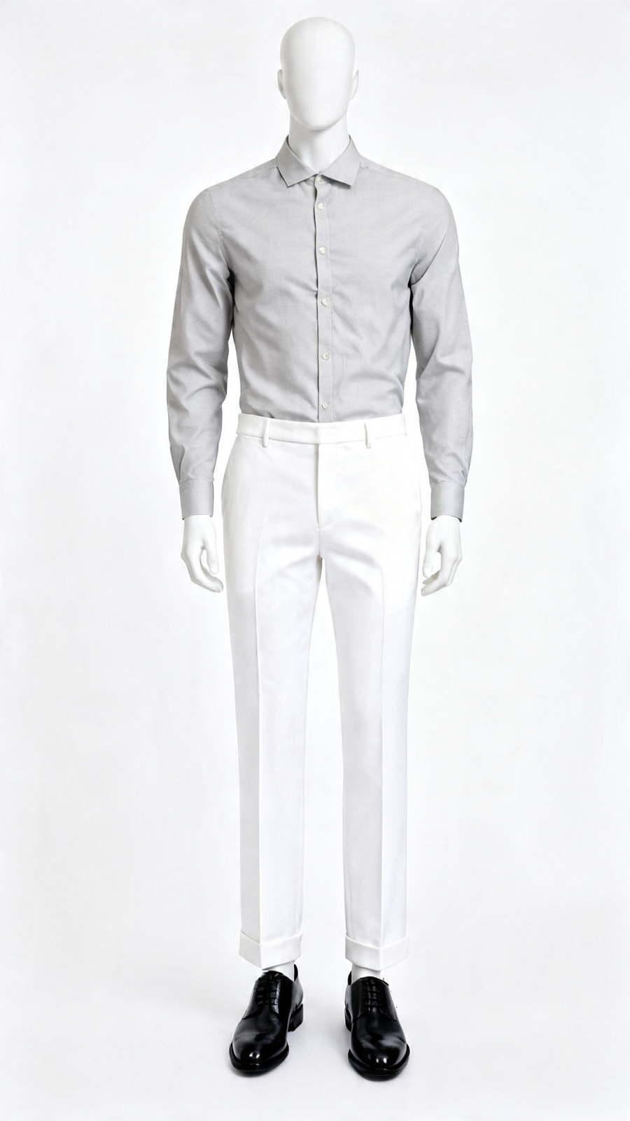 Light Grey Solid Cotton Formal Shirt