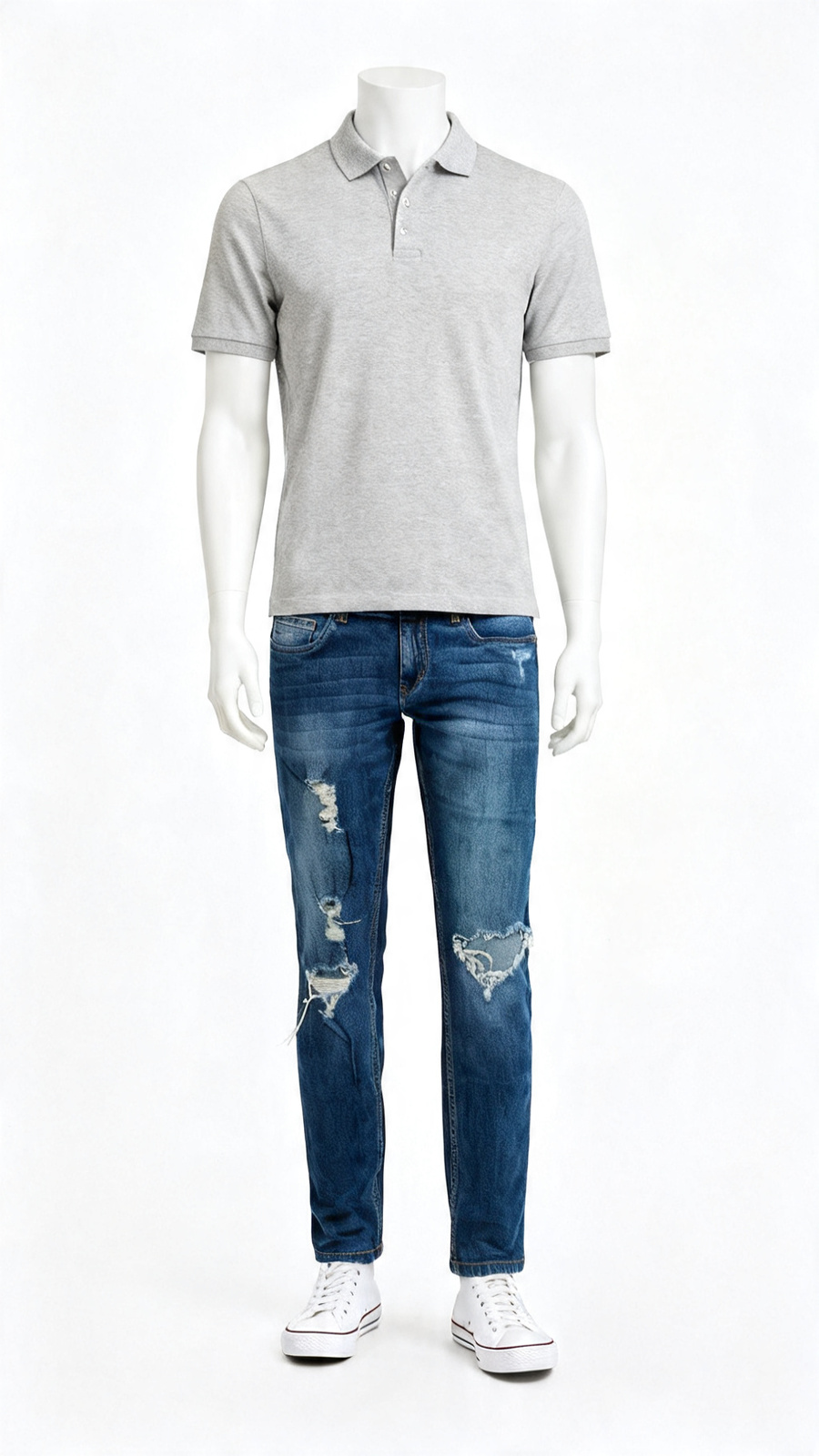 Dark Blue Distressed Slim Jeans