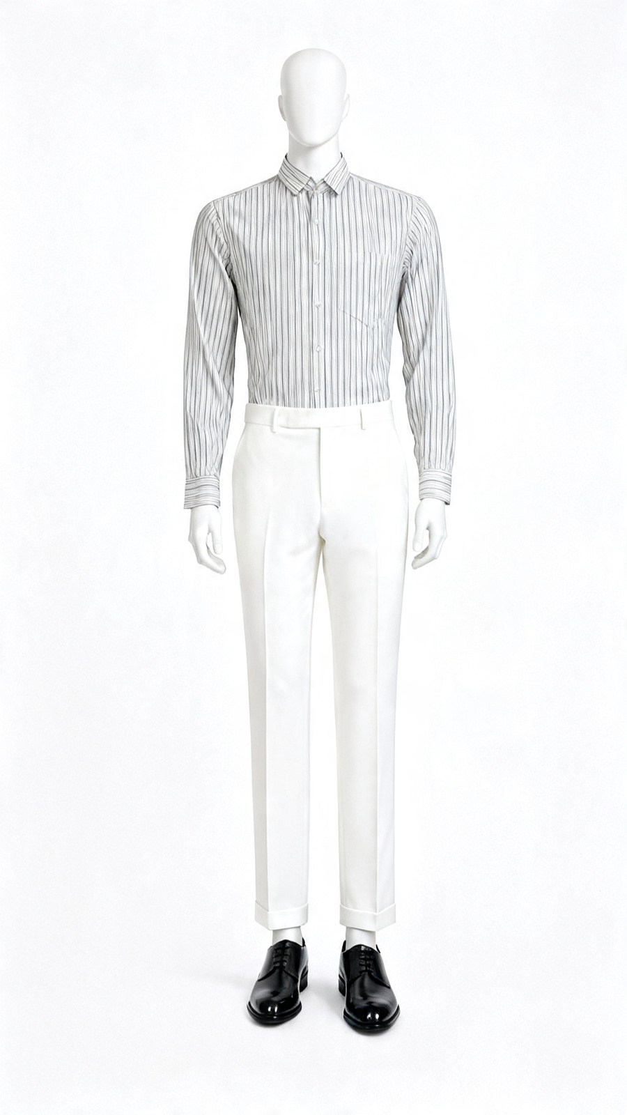 White Black Stripe Formal Shirt