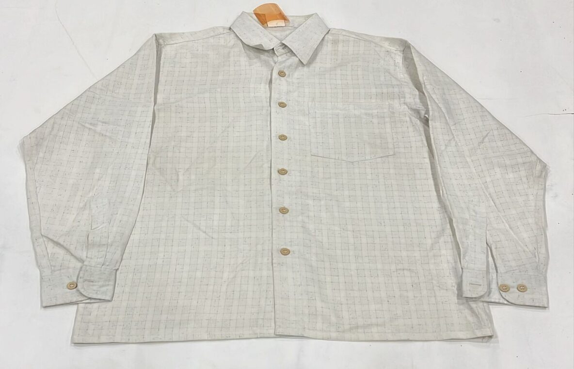 Off White Textured Formal Shirt