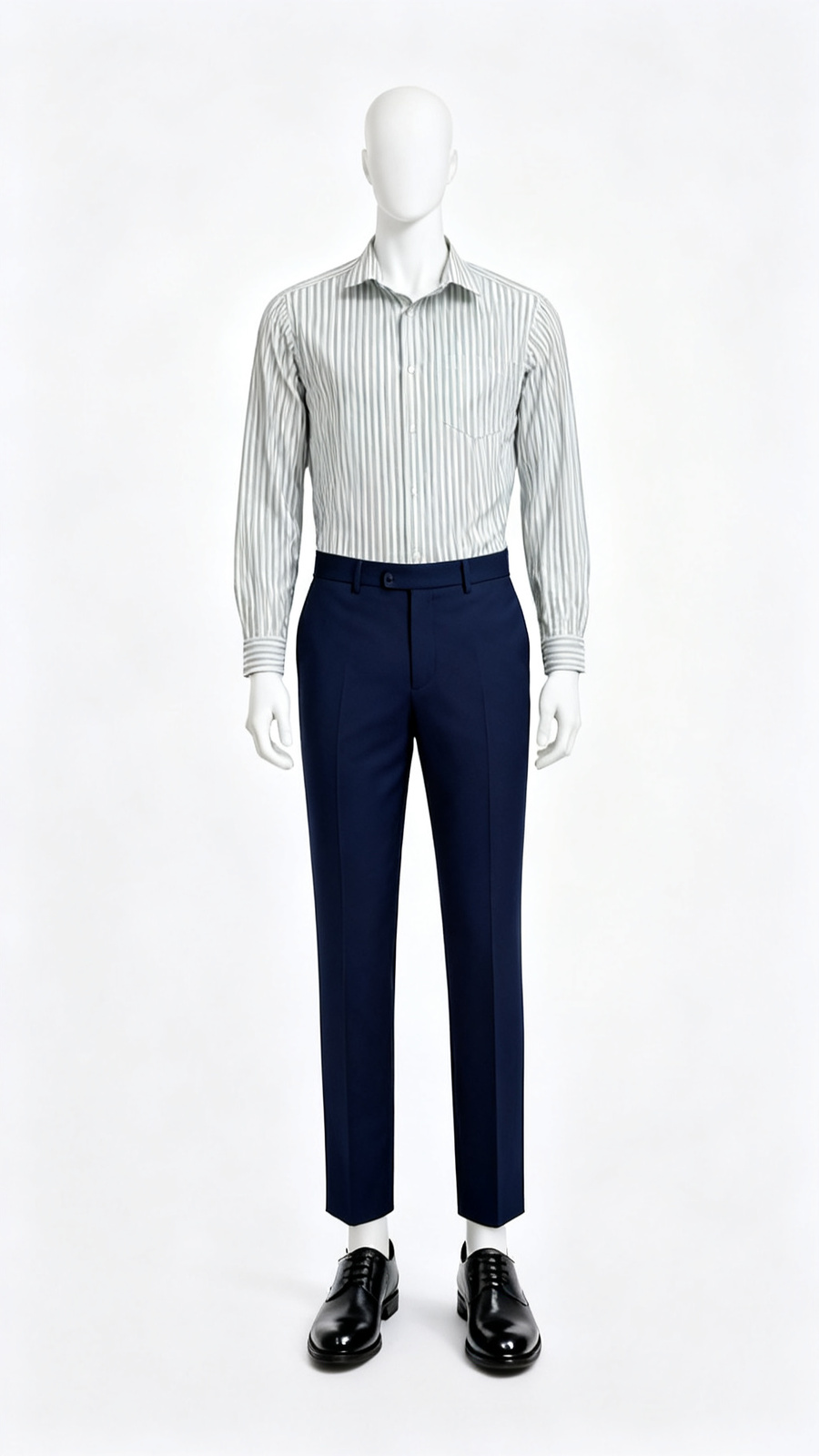 Grey White Vertical Stripe Formal Shirt