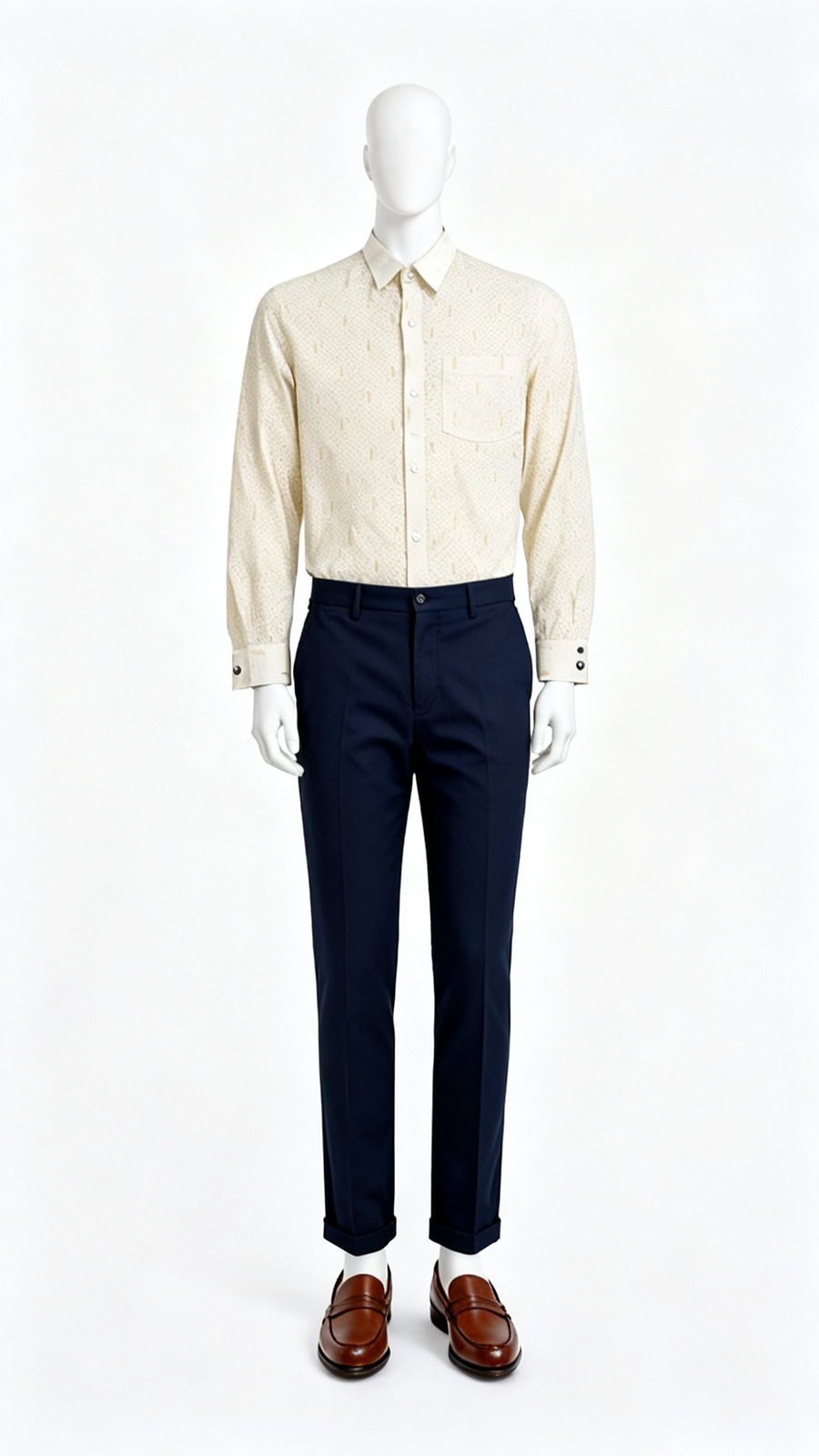 Beige Subtle Printed Casual Shirt