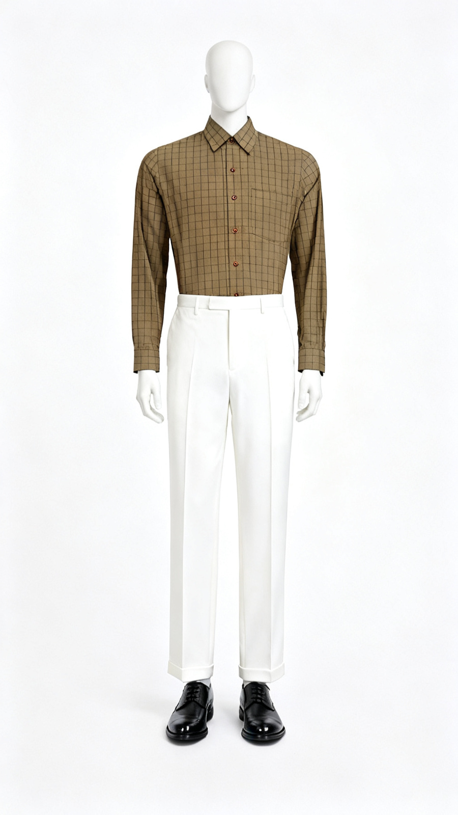 Brown Window Check Formal Shirt