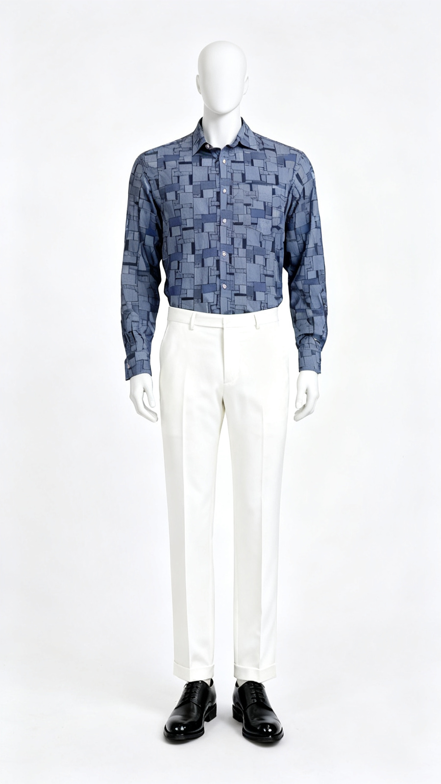 Blue Geometric Pattern Casual Shirt