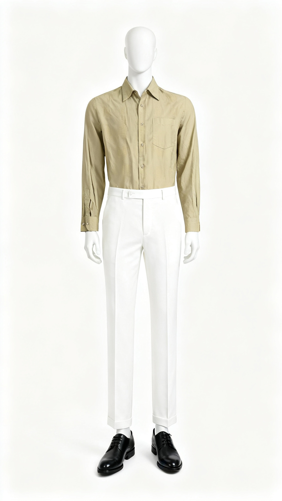 Beige Solid Formal Cotton Shirt