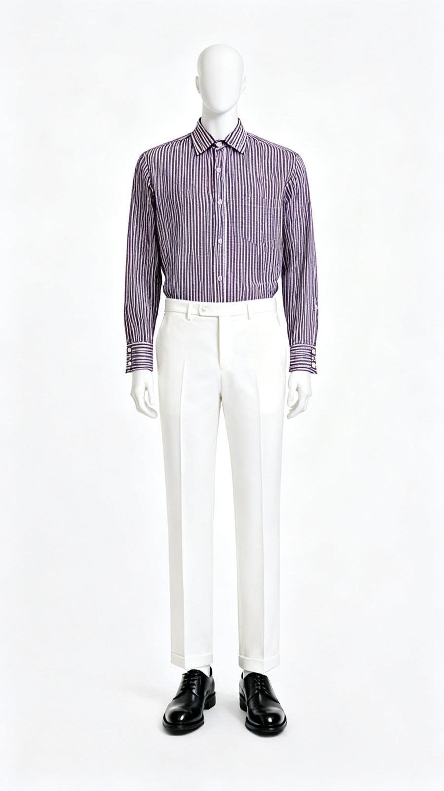 Grey Brown Vertical Stripe Formal Shirt