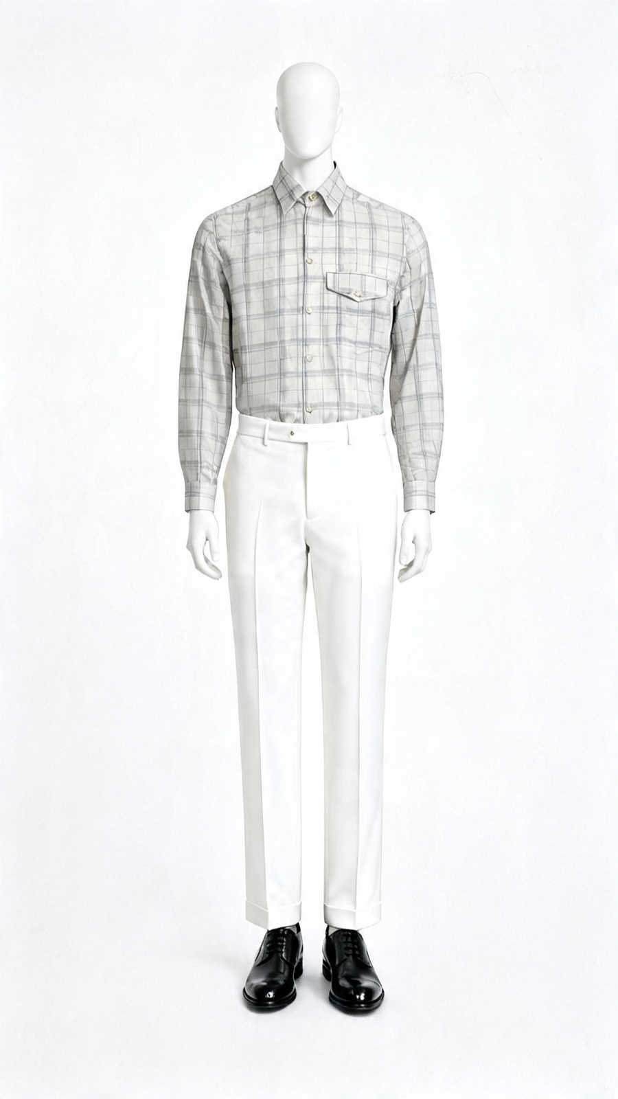 Off-White Plaid Formal Shirt