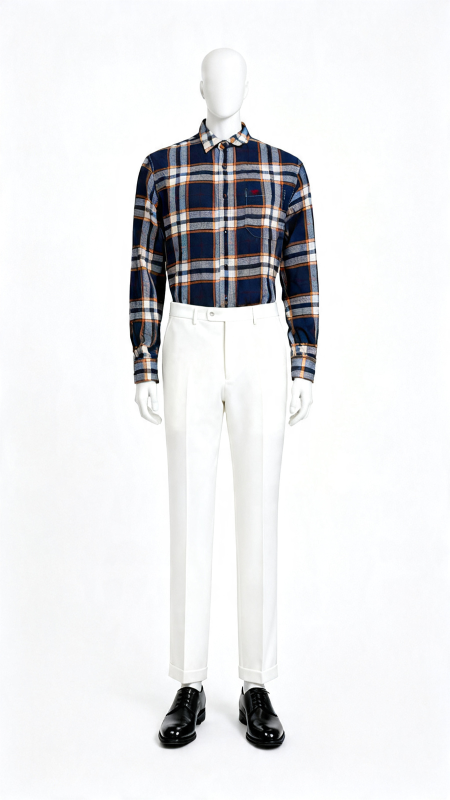 Navy Multi Grid Check Casual Shirt