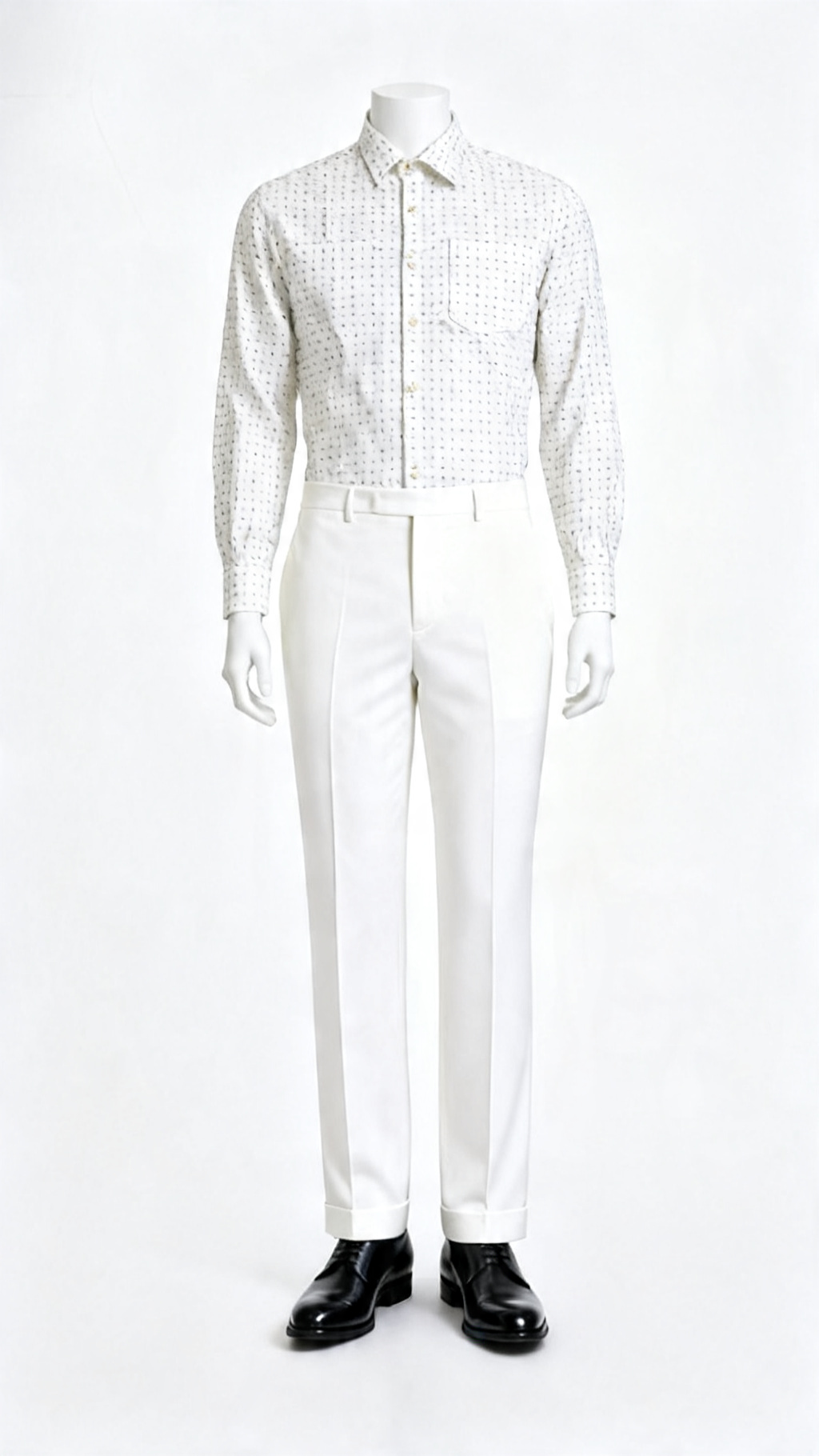 White Polka Dot Casual Shirt