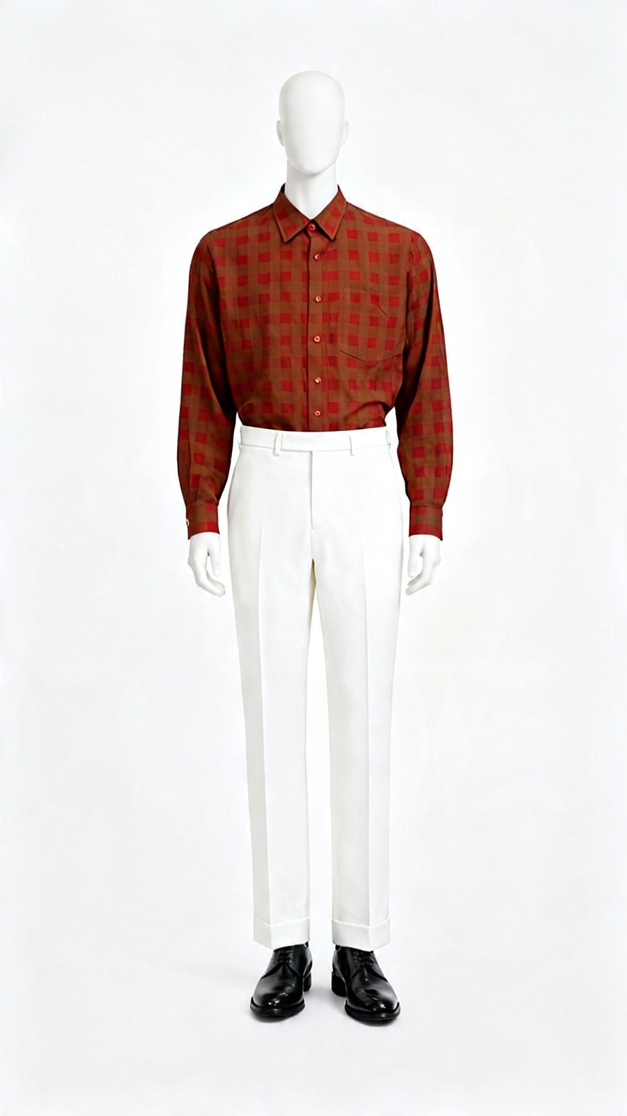 Rustic Red Olive Checked Casual Shirt