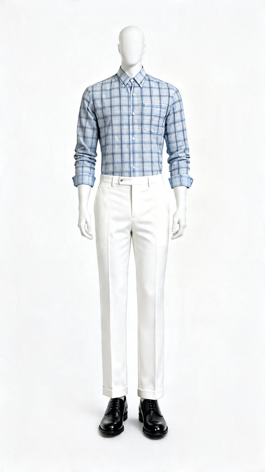 Sky Blue Grid Check Formal Shirt