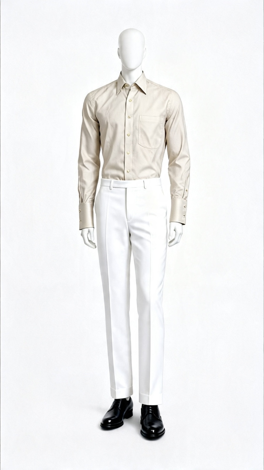 Classic Cream Solid Formal Shirt