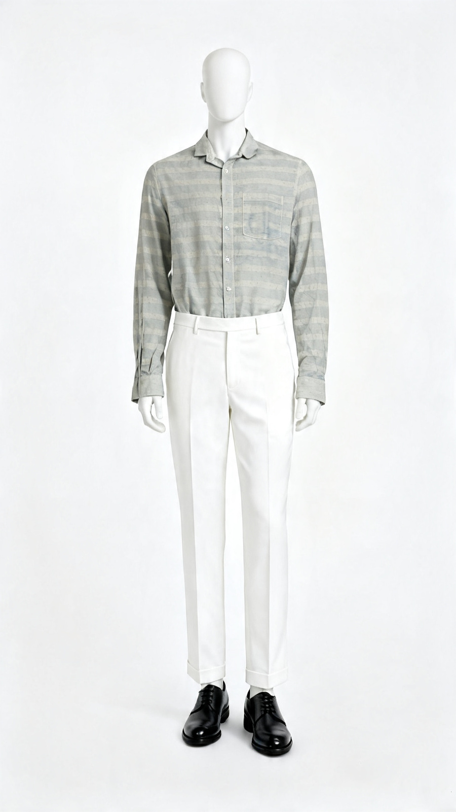 Light Grey Subtle Striped Casual Shirt