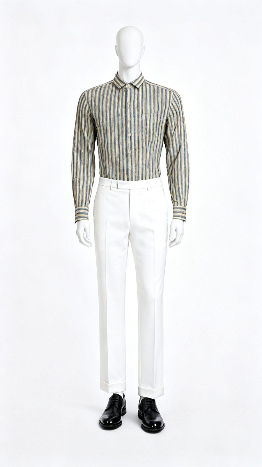 Grey Striped Casual Shirt