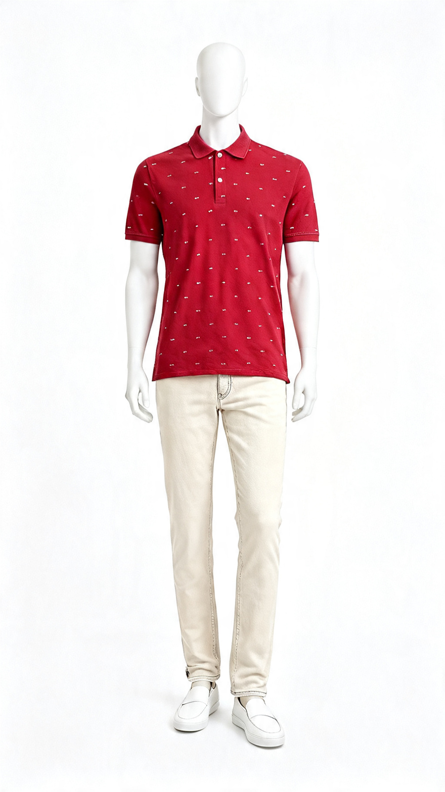 Men Red Printed Polo