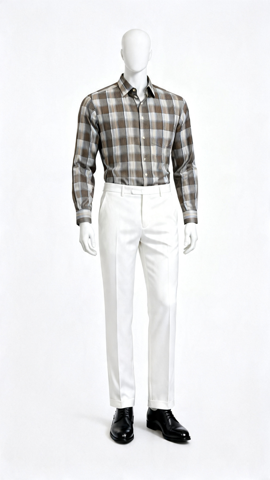 Brown-Grey Checked Casual Shirt