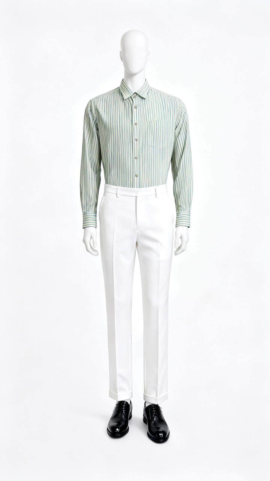 Mint-Green Stripe Formal Shirt