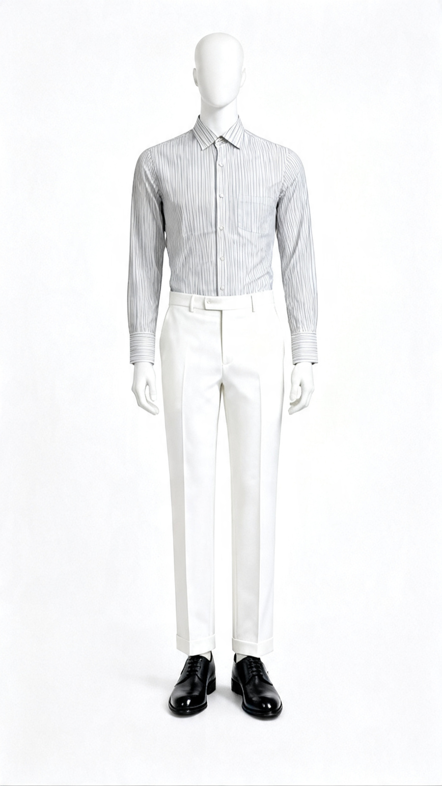 White Grey Striped Office Formal Shirt