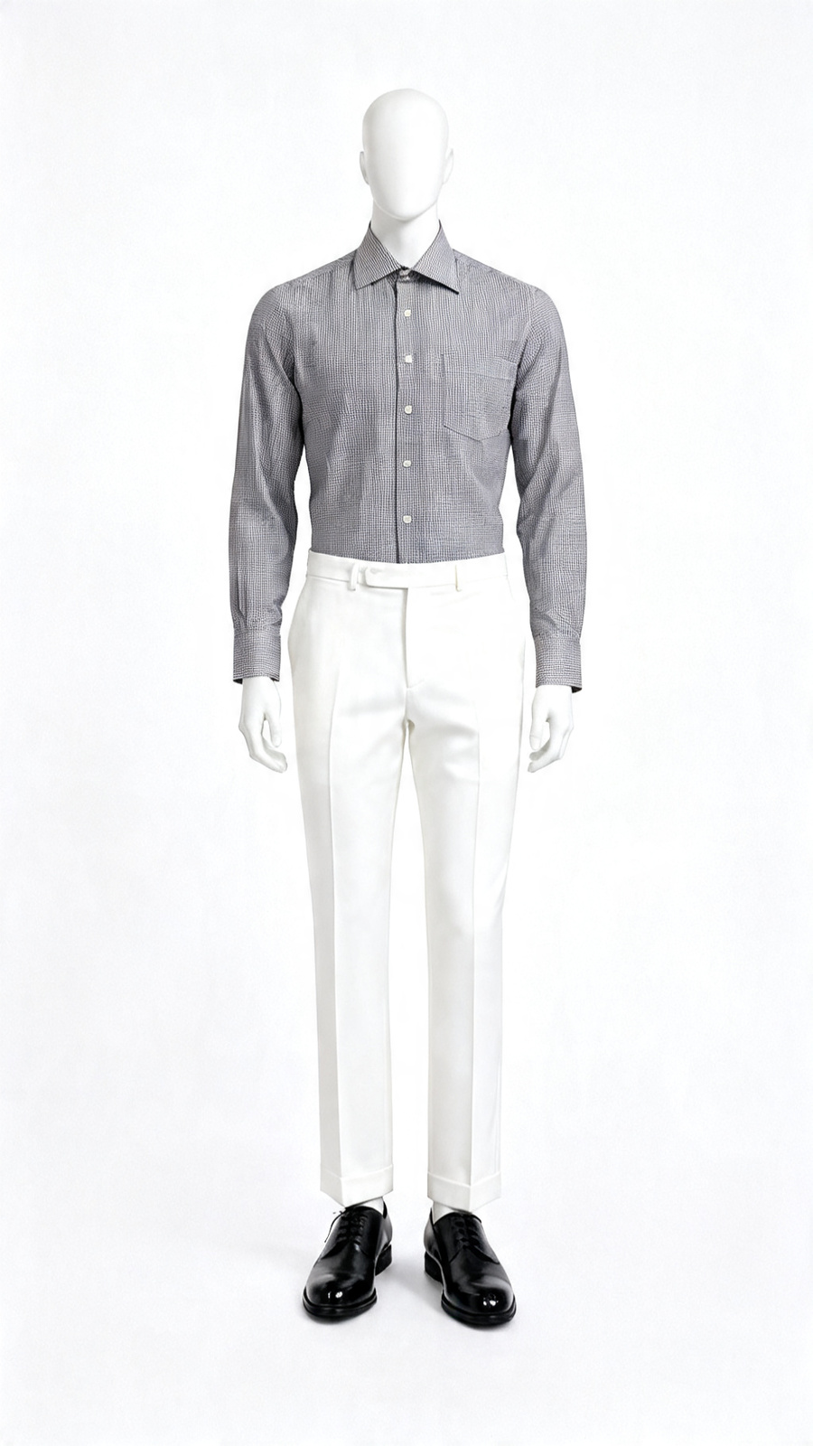 Grey Micro-Check Formal Shirt