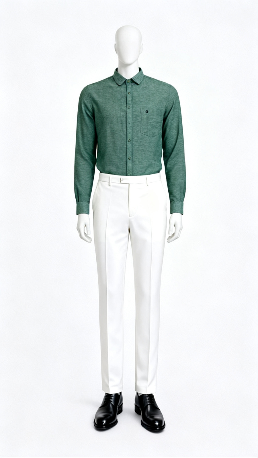 Green Textured Casual Shirt