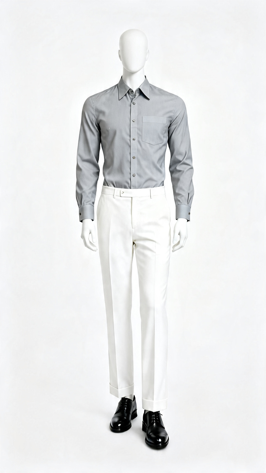 Men Light Grey Solid Formal Shirt