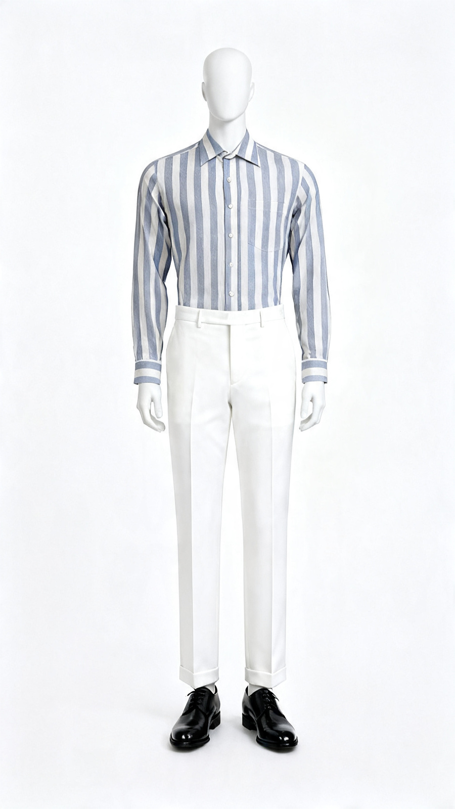 Blue Grey Striped Casual Shirt