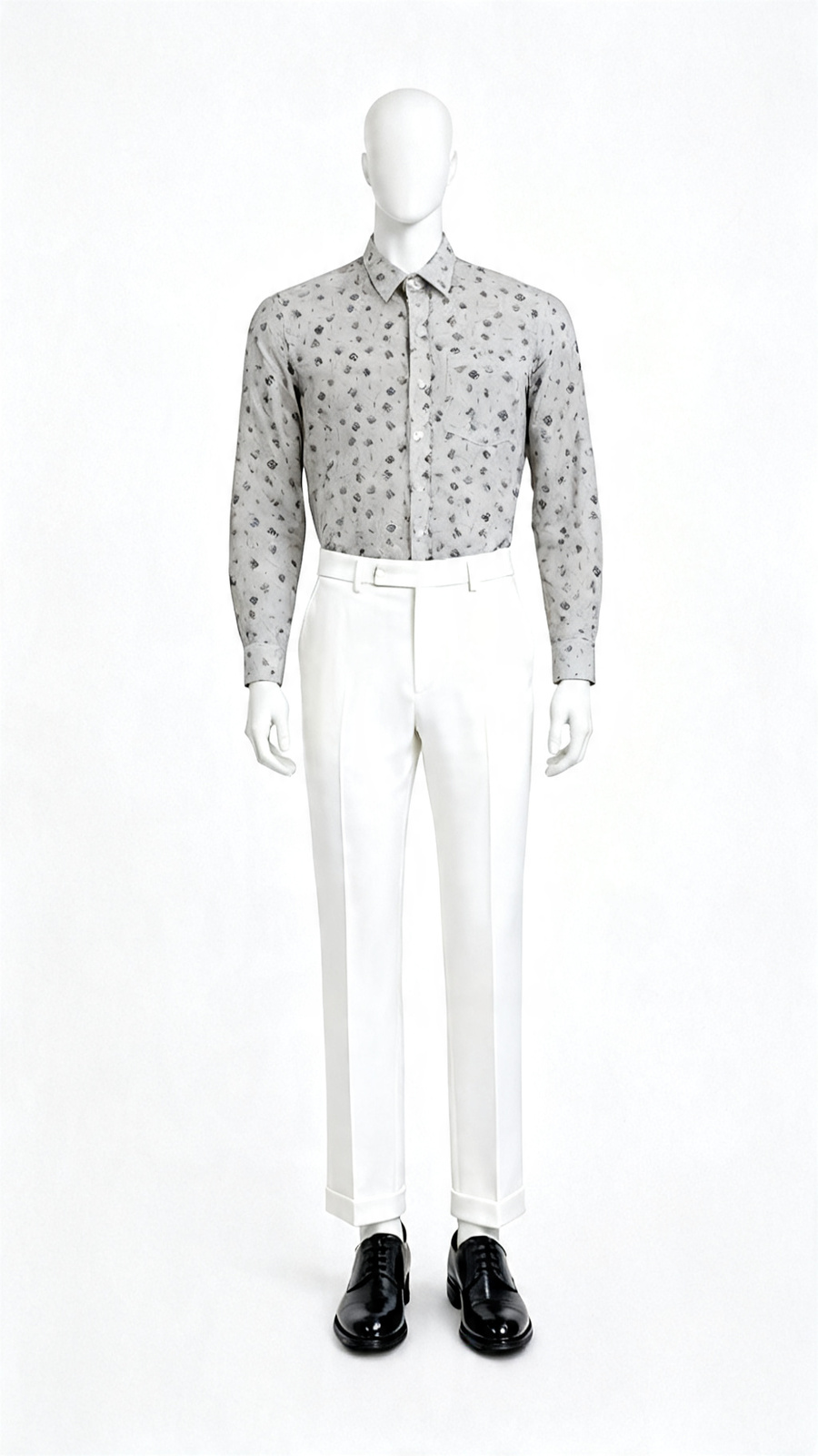 Dark CreamGrey Printed Casual Shirt