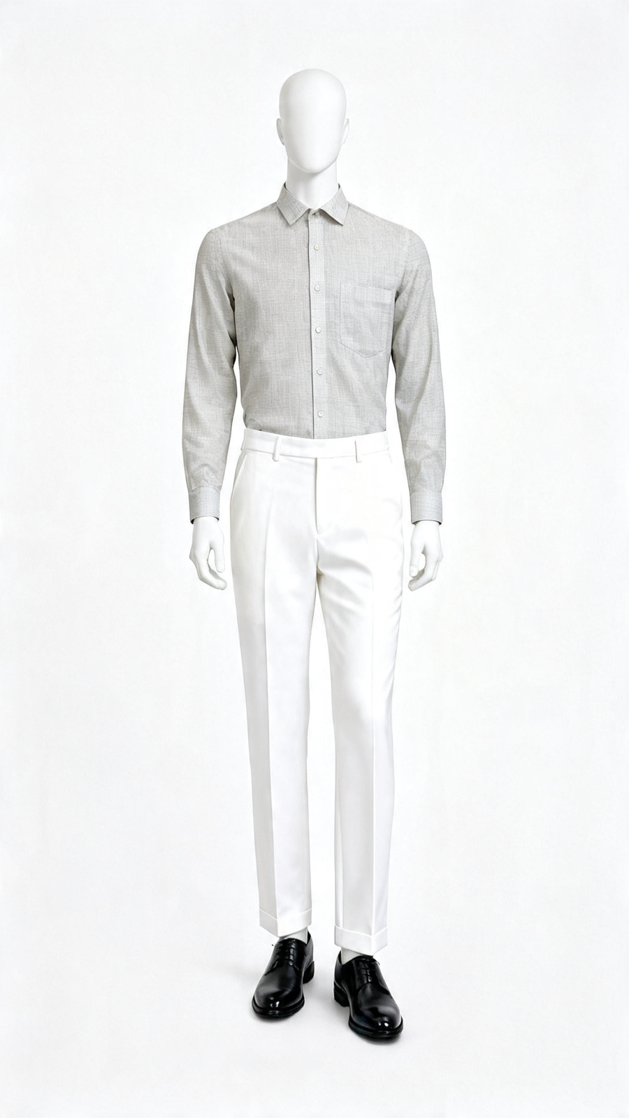 Beige Grey Solid Casual Shirt