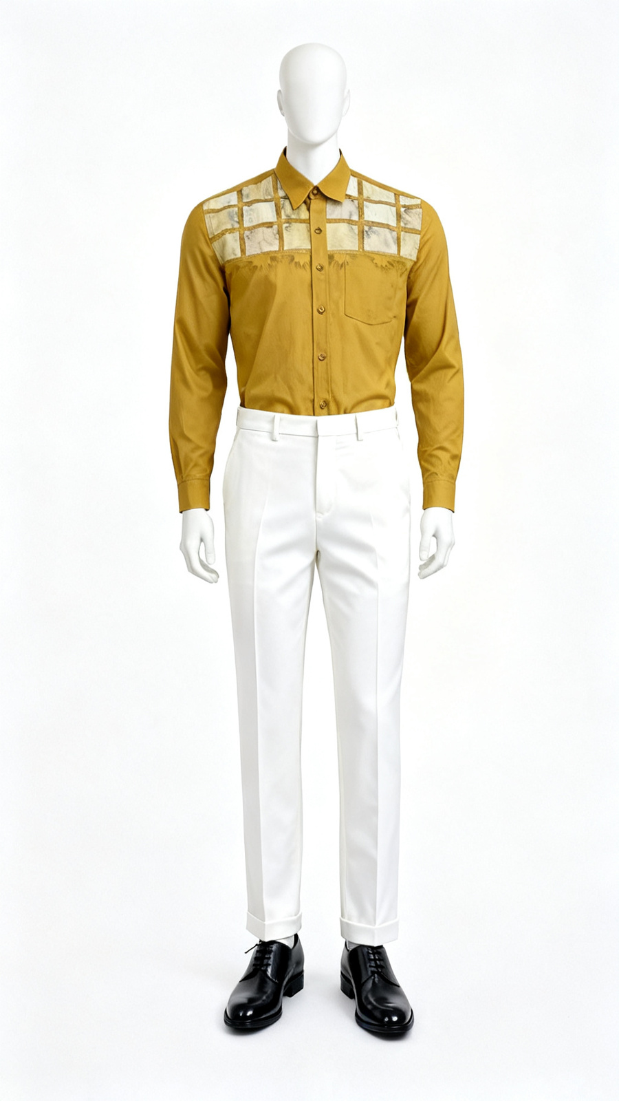 Mustard Panel Detail Formal Shirt