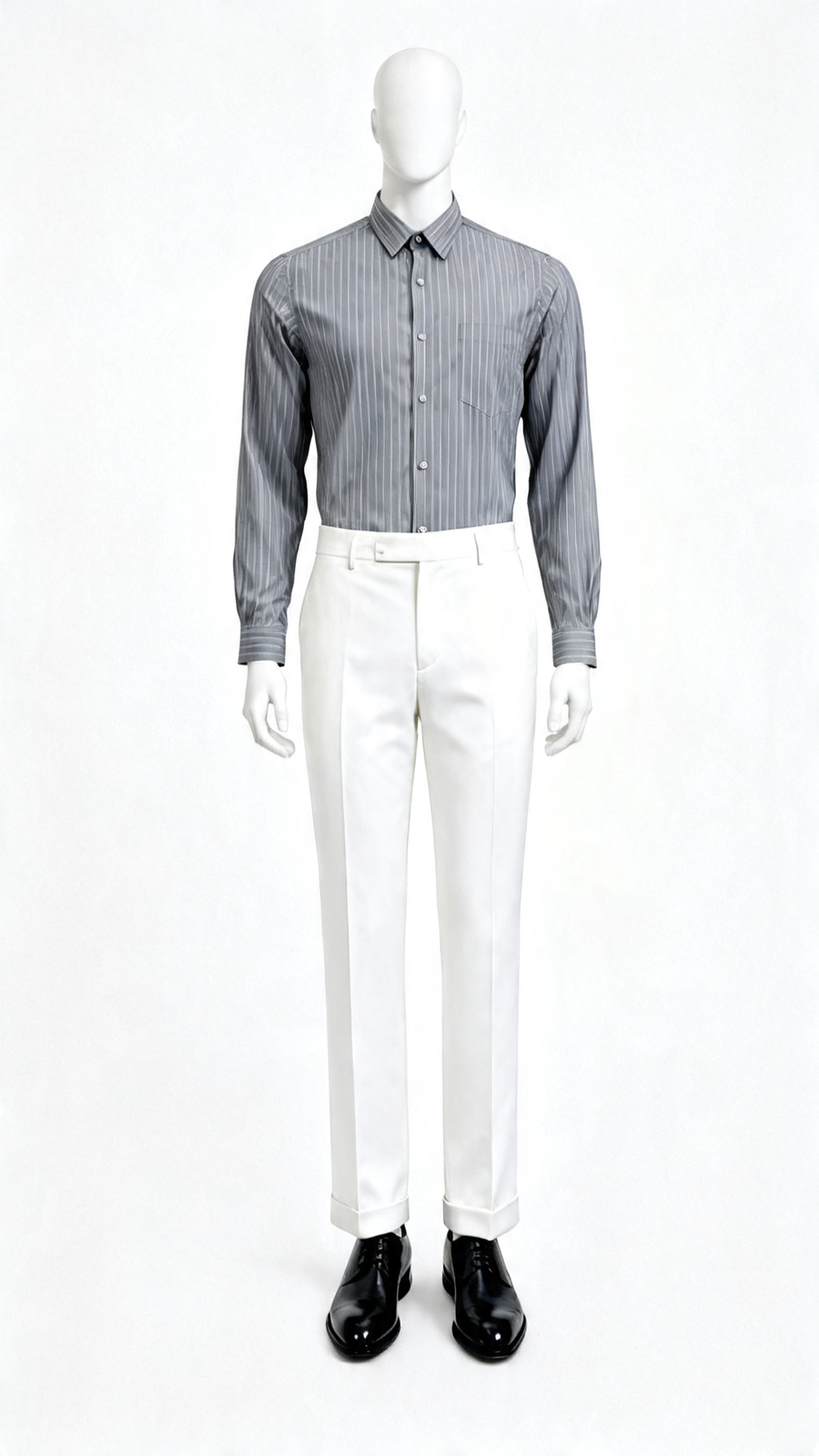 Men Grey Striped Formal Shirt